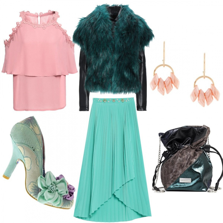 Outfit donna - Plissé. Stile Chic per Cerimonia. Abbinamento con bluse, gonne longuette, cappotti, orecchini, shopping bag, décolleté.