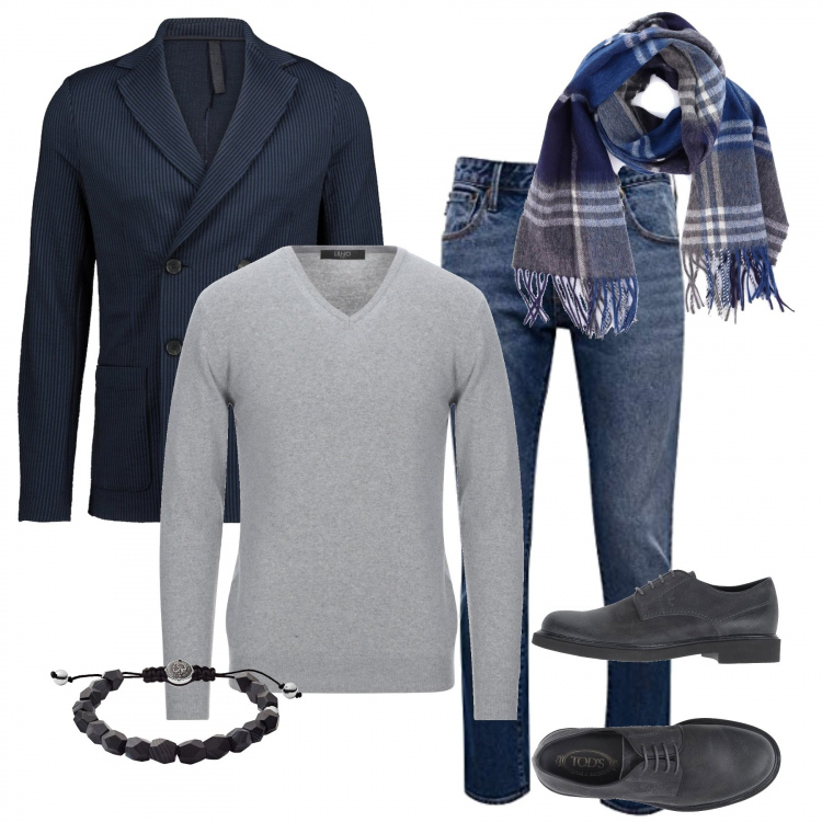 Outfit uomo - Outfit grintoso.. Stile Trendy per Tutti i giorni. Abbinamento con pullovers, scarpe stringate, braccialetti, giacche, sciarpe, jeans dritti.