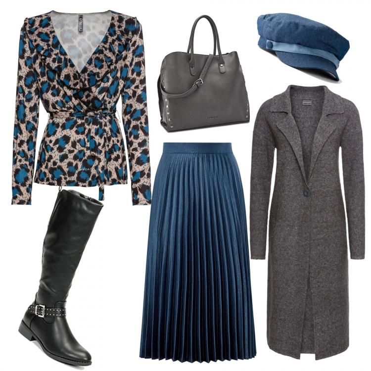 Outfit donna - Non prendere una brutta piega. Stile Bon Ton per Tutti i giorni. Abbinamento con maglieria, cappotti, cappelli con visiera, stivali, gonne lunghe, borse a mano.