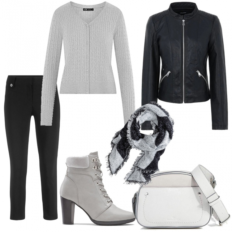 Outfit donna - Basic #39433. Stile Basic per Tutti i giorni. Abbinamento con sciarpe, stivaletti, pantaloni capri, cappotti, cardigans, borse a tracolla.