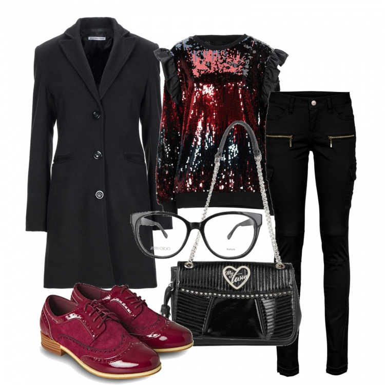 Outfit donna - Brillantinando ..... Stile Trendy per Tutti i giorni. Abbinamento con pantaloni cargo, cappotti, felpe, borse a spalla, scarpe stringate, occhiali.
