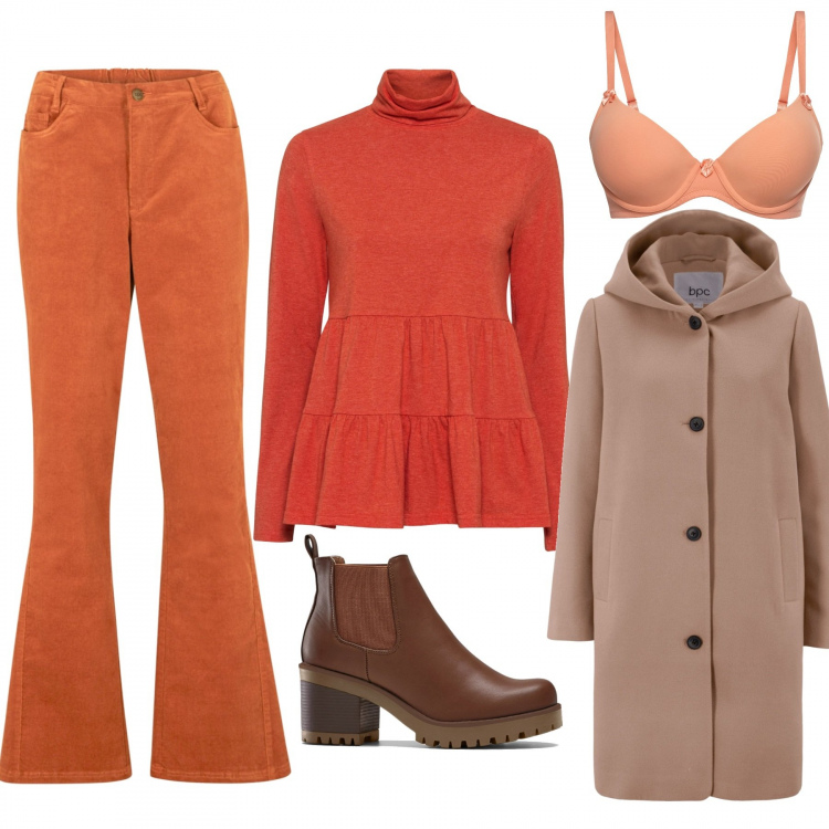 Outfit donna - Basic #39828. Stile Basic per Tutti i giorni. Abbinamento con stivaletti chelsea, pullovers, cappotti, pantaloni, reggiseni.