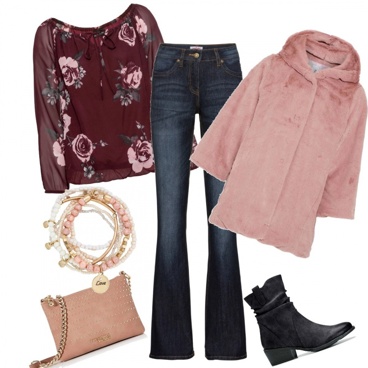 Outfit donna - Pretty Pink. Stile Trendy per Serata fuori. Abbinamento con jeans bootcut, stivaletti texani, braccialetti, bluse, cappotti, clutch.
