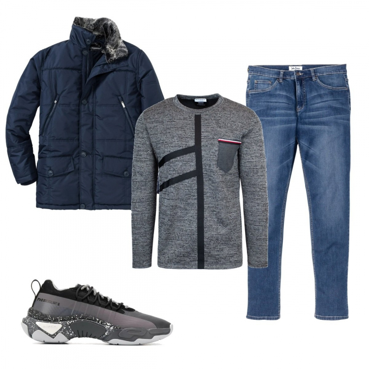 Outfit uomo - Casual #21489. Stile Casual per Tutti i giorni. Abbinamento con jeans, giacche, maglioni, sneakers.
