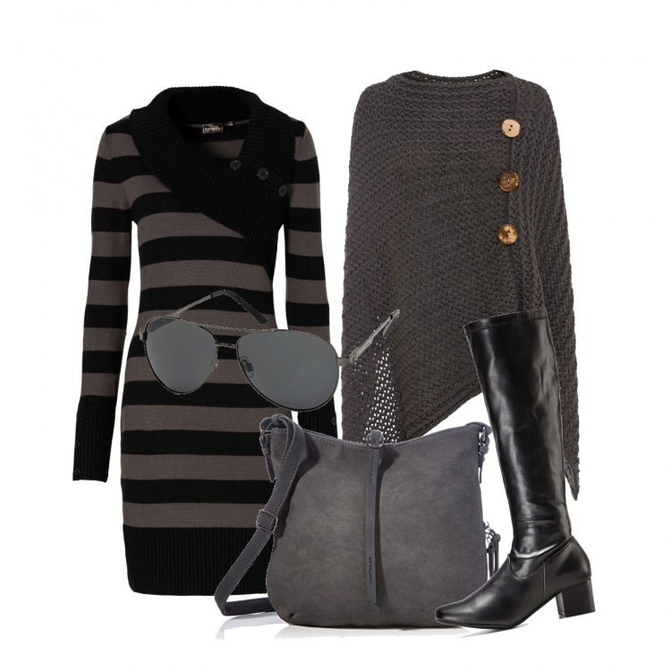 Outfit donna - Colori autunnali. Stile Trendy per Tutti i giorni. Abbinamento con cappotti, stivali, vestiti, borse a spalla, occhiali da sole.