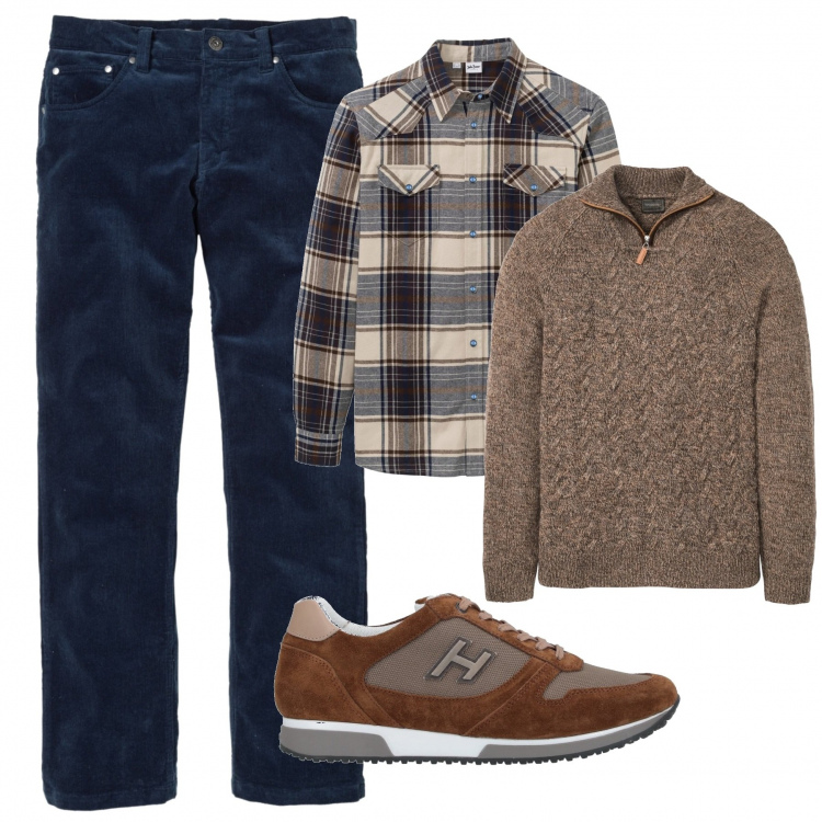Outfit uomo - Casual #21657. Stile Casual per Tutti i giorni. Abbinamento con maglieria, camicie, pantaloni, sneakers.