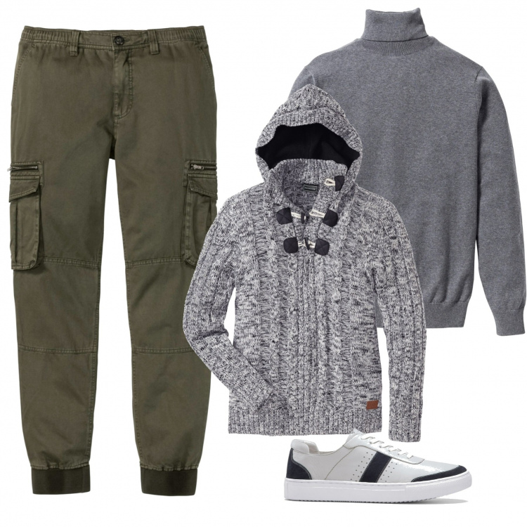 Outfit uomo - Urban #9896. Stile Urban per Tutti i giorni. Abbinamento con maglieria, felpe con cappuccio, sneakers, maglioni.