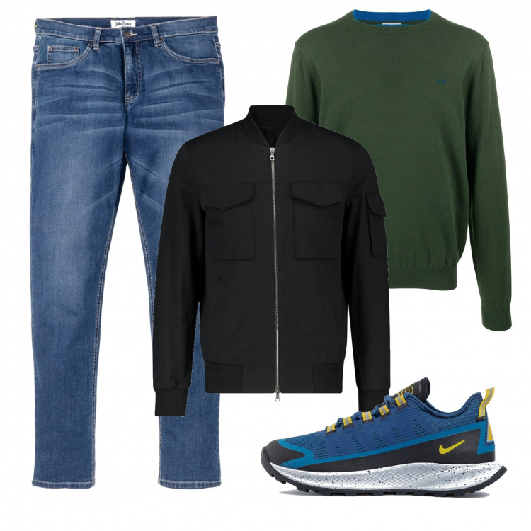 Outfit uomo - Trendy #9160. Stile Trendy per Tutti i giorni. Abbinamento con jeans, felpe, sneakers, giacche.