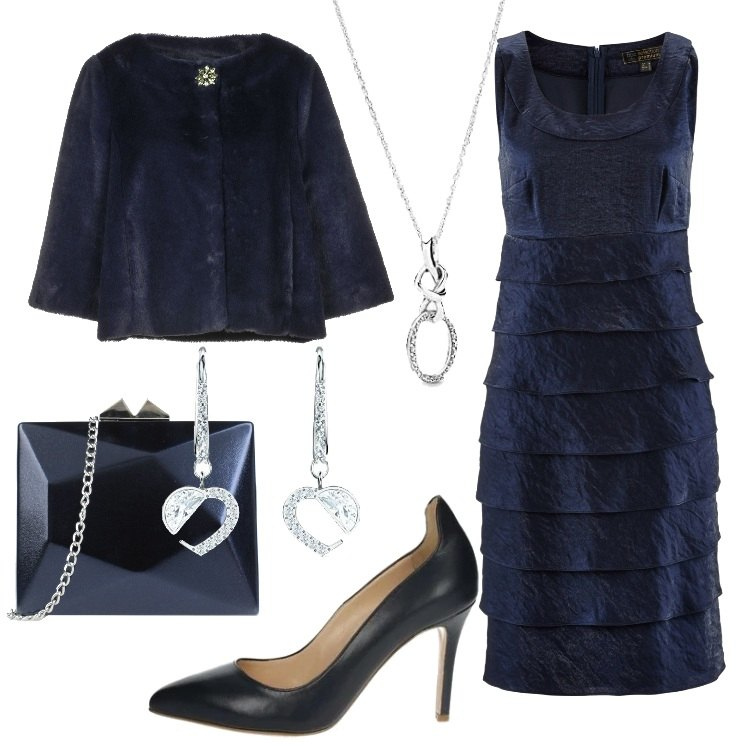 Outfit donna - Décolleté e tubino per la tua serata. Stile Chic per Serata fuori. Abbinamento con vestiti, cappotti, borse a mano, décolleté, ciondoli, orecchini.