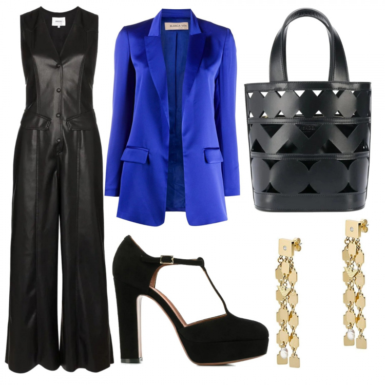 Outfit mujer - Toque azul eléctrico. Estilo Chic para Noche/Fiesta elegante. Combinación con pendientes, chándales, blazers, bolsos saco, zapatos de tacón.