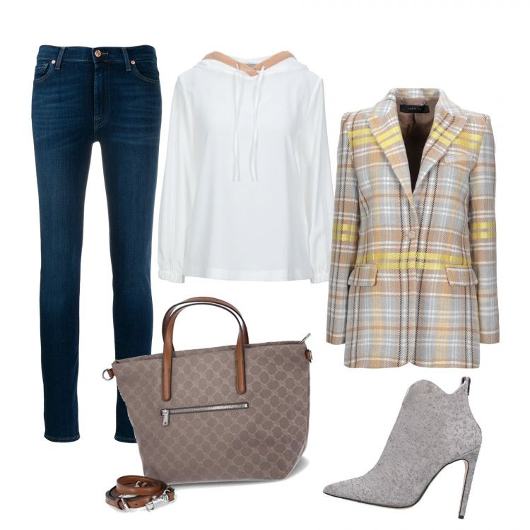 Outfit mujer - Blusa con capucha. Estilo Trendy para Todos los días. Combinación con bolsos de mano, blusas, botines, blazers, vaqueros slim fit.