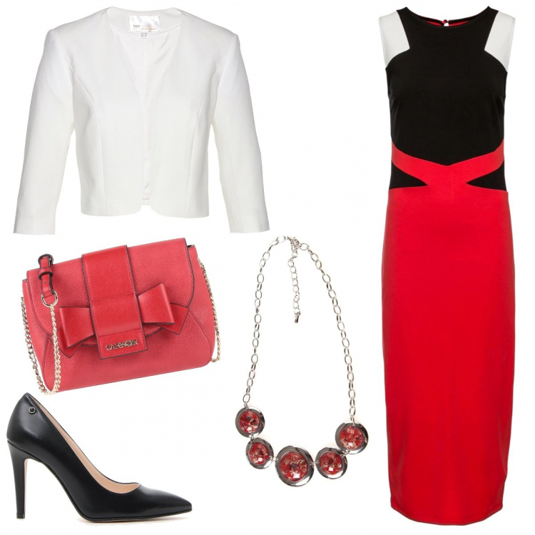 Outfit donna - Bon Ton #30110. Stile Bon Ton per Serata fuori. Abbinamento con borse a tracolla, maglieria, camicie a manica corta, collane, décolleté.