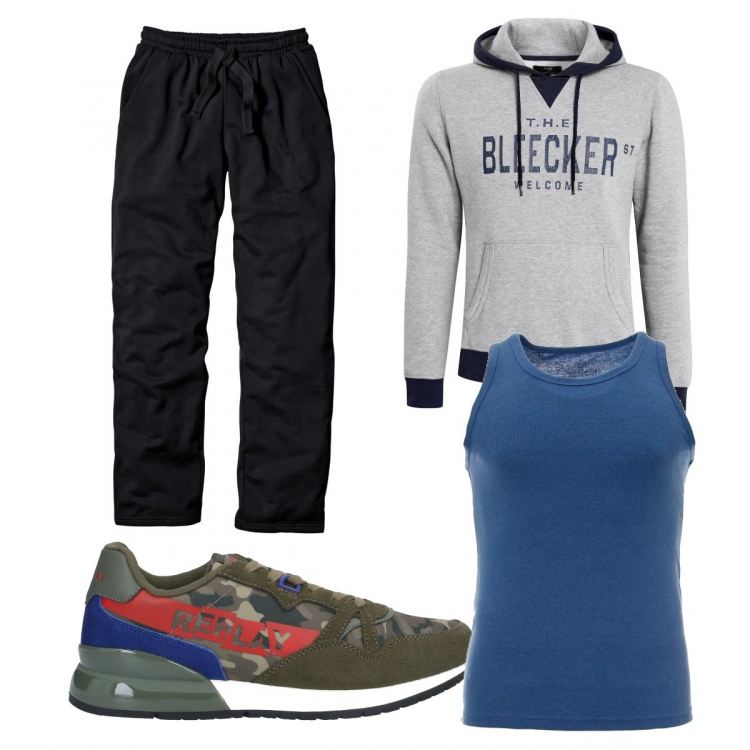 Outfit uomo - Casual #21814. Stile Casual per Tutti i giorni. Abbinamento con pantaloni, sneakers, t-shirt, maglioni.