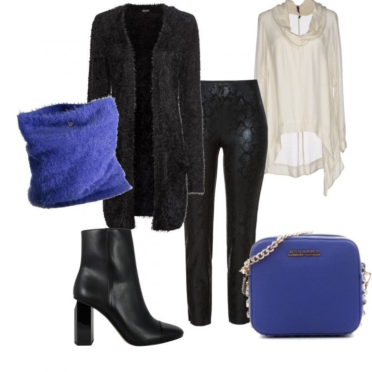 Outfit donna - Basic #40103. Stile Basic per Serata fuori. Abbinamento con cardigans, pantaloni, bluse, sciarpe, borse a tracolla, stivaletti.