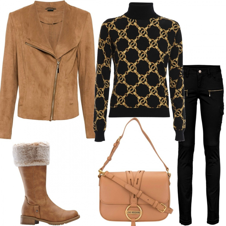 Outfit donna - Trendy #73086. Stile Trendy per Tutti i giorni. Abbinamento con pantaloni cargo, stivali, camicie, borse a spalla, cardigans.