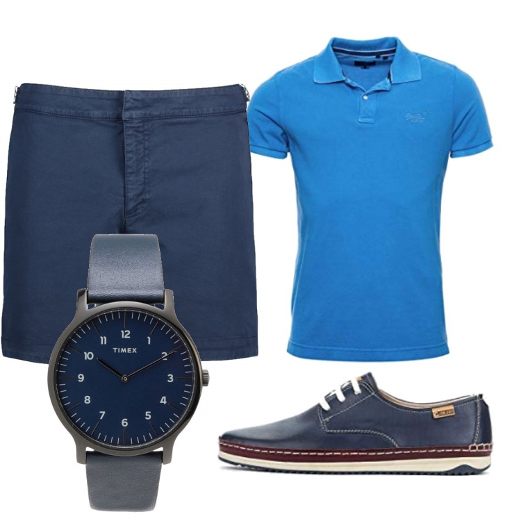 Outfit uomo - Business/Elegante #3565. Stile Business/Elegante per Ufficio. Abbinamento con orologi, scarpe stringate, shorts, polo.