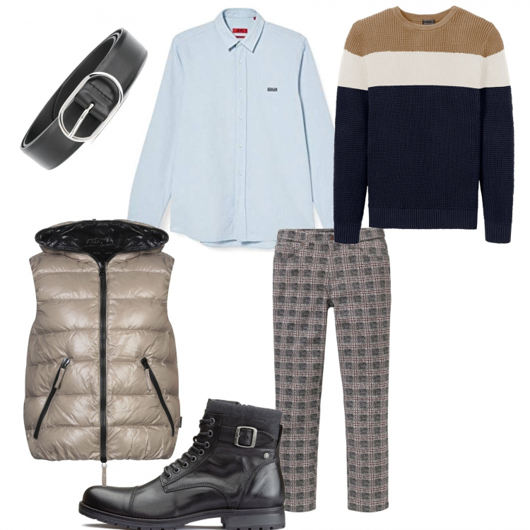 Outfit homme - Chic pour le travail aujourd\'hui. Style Tendance pour Bureau. Assortir avec gros pulls, pantalon , doudounes, bottes, chemisiers, ceintures.