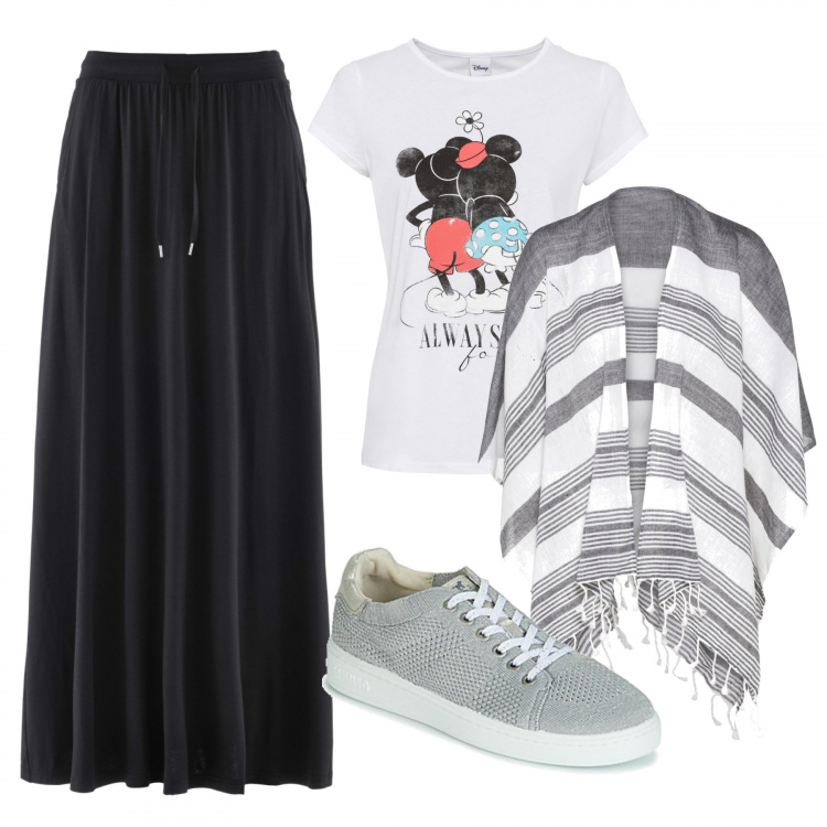 Outfit donna - Urban #27159. Stile Urban per Tutti i giorni. Abbinamento con gonne, t-shirt, cappotti, sneakers.