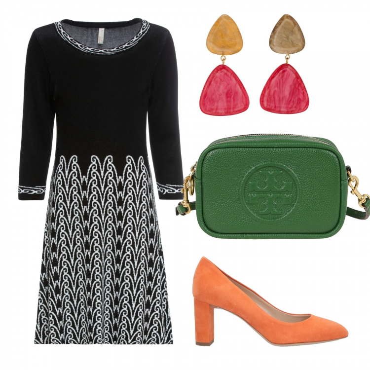 Outfit donna - Trendy #73812. Stile Trendy per Tutti i giorni. Abbinamento con vestiti, décolleté, orecchini, borse a spalla.