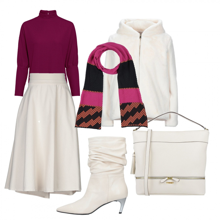 Outfit donna - Bon Ton #30570. Stile Bon Ton per Serata fuori. Abbinamento con borse a mano, gonne longuette, stivaletti, ecopellicce, sciarpe, shorts.
