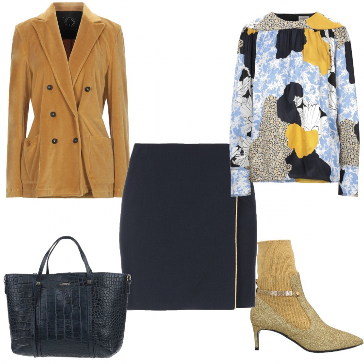 Outfit donna - Lo Stivaletto Calzino laminato. Stile Urban per Ufficio. Abbinamento con stivaletti, minigonne, borse a mano, bluse, blazer.