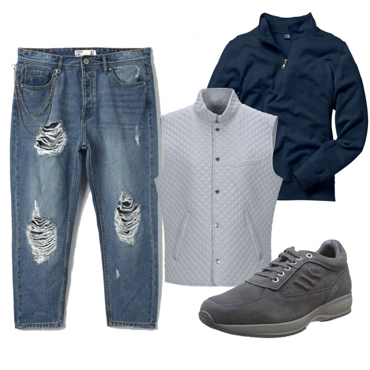 Outfit uomo - Casual #22067. Stile Casual per Tutti i giorni. Abbinamento con felpe, piumini, jeans, sneakers.