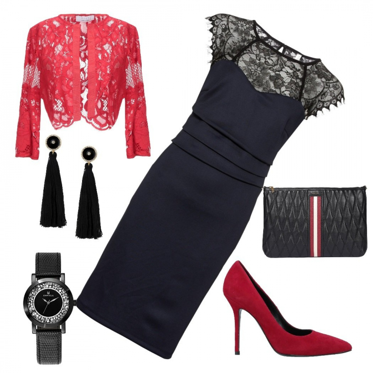 Outfit donna - Pizzo mon amour. Stile Sexy per Serata fuori. Abbinamento con vestiti a tubino, blazer, orecchini, décolleté, orologi analogici, clutch.