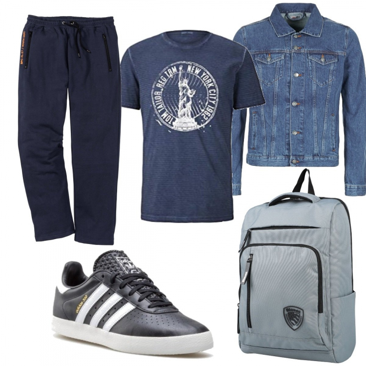 Outfit uomo - Casual #22143. Stile Casual per Tutti i giorni. Abbinamento con pantaloni, borse sportive, giacche, sneakers, t-shirt.