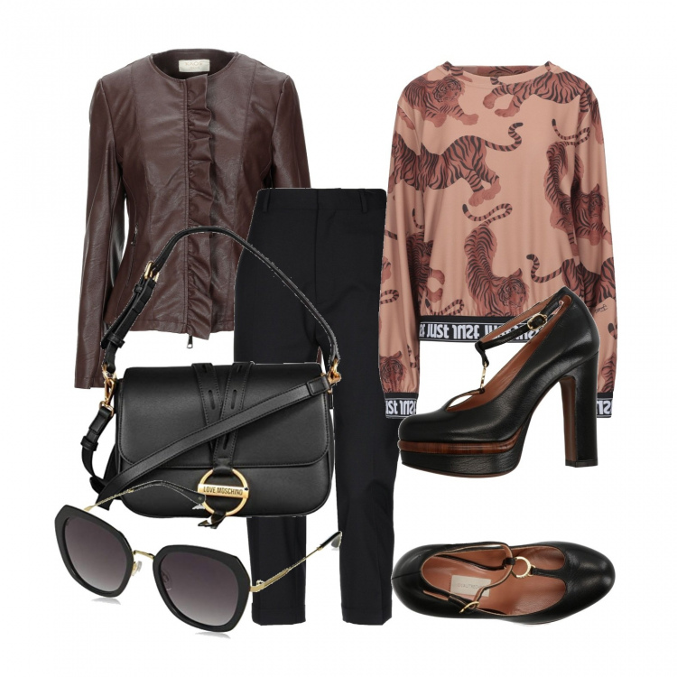 Outfit donna - La scarpa Mary Jane+borsa a mano. Stile Trendy per Ufficio. Abbinamento con cappotti, décolleté, felpe, pantaloni capri, occhiali da sole, borse a spalla.