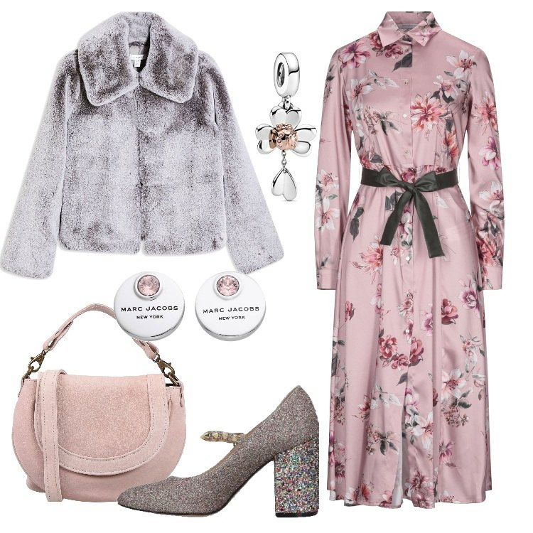 Outfit donna - Mary Jane e borsa a mano. Stile Bon Ton per Serata fuori. Abbinamento con vestiti midi/longuette, ecopellicce, décolleté, orecchini, borse a mano, ciondoli.