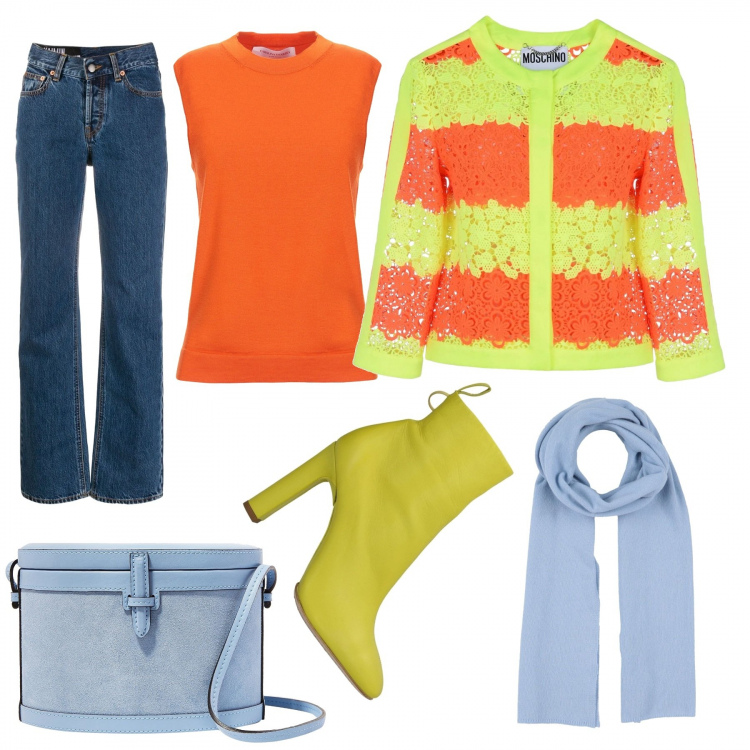 Outfit mujer - ¡Nos vamos a la conferencia!. Estilo Urban para Todos los días. Combinación con blazers, jerséis, vaqueros rectos, botines, bandoleras, bufandas.