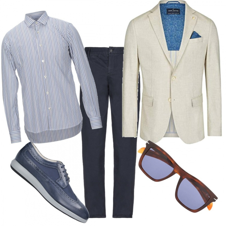 Outfit uomo - Trendy #9344. Stile Trendy Abbinamento con pantaloni, scarpe stringate, camicie, occhiali da sole, giacche.