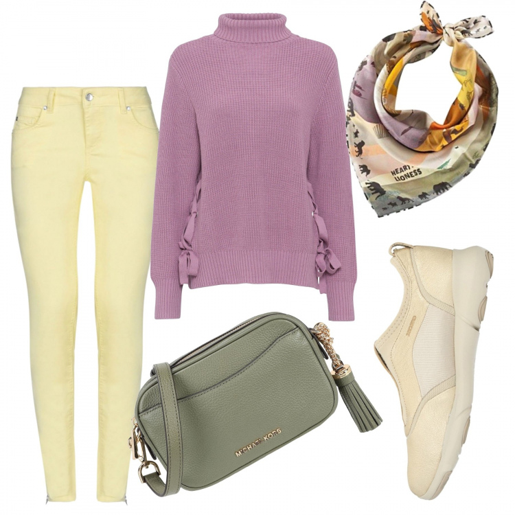 Outfit mujer - Urban #27683. Estilo Urban para Todos los días. Combinación con bufandas, jerséis, sneakers, bolsos de hombro, pantalones.