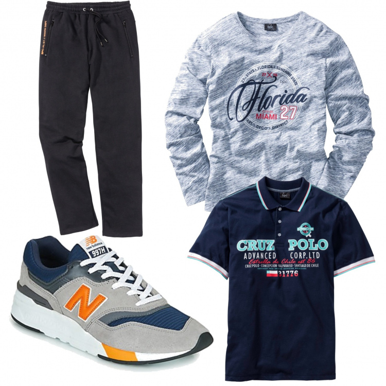 Outfit uomo - Casual #22225. Stile Casual per Tutti i giorni. Abbinamento con pantaloni, polo, pullovers, sneakers.