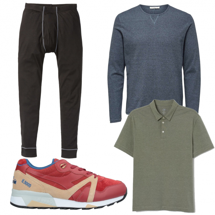 Outfit uomo - Casual #22230. Stile Casual per Tutti i giorni. Abbinamento con pantaloni, sneakers, maglioni, polo.