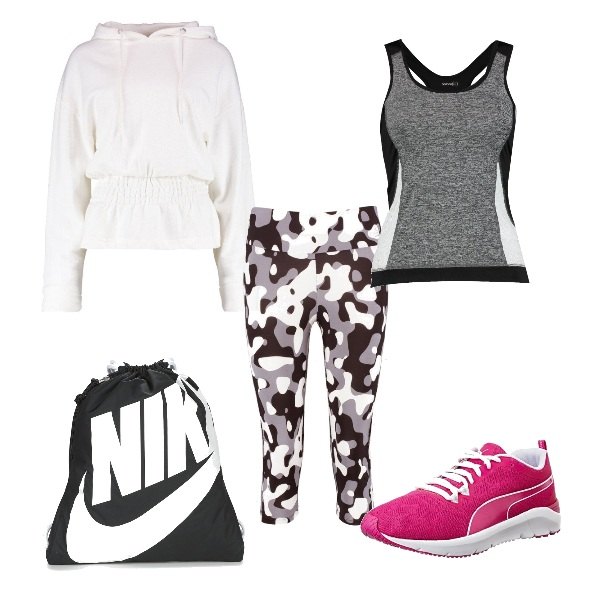 Outfit donna - Un tocco Pink anche in palestra. Stile Basic per Sport.