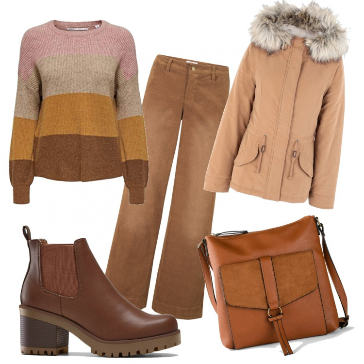 Outfit donna - Urban #27710. Stile Urban per Tutti i giorni. Abbinamento con stivaletti chelsea, pantaloni, borse a tracolla, cappotti, pullovers.