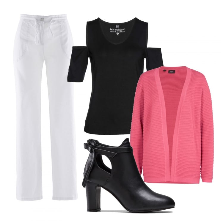 Outfit donna - Basic #41073. Stile Basic per Tutti i giorni. Abbinamento con pantaloni a palazzo, pullovers, blazer, stivaletti.