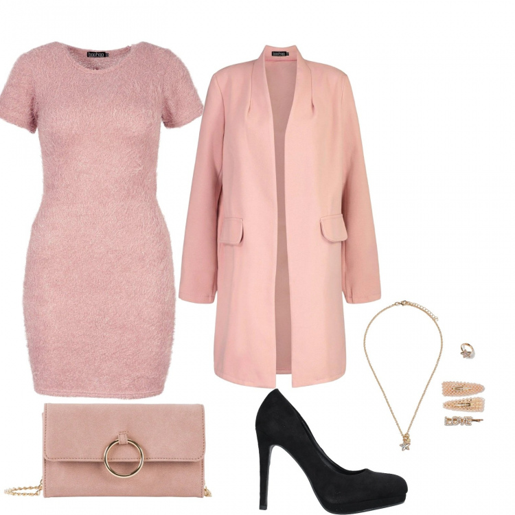 Outfit donna - Pink!!. per Serata fuori. Abbinamento con cappotti, décolleté, cappotti, vestiti corti.