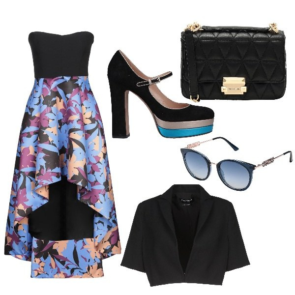 Outfit donna - Chic #41372. Stile Chic per Cerimonia. Abbinamento con vestiti corti, décolleté, blazer, occhiali da sole, borse a tracolla.