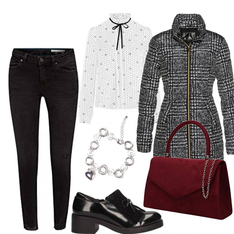 Outfit donna - Dandy Saturday. Stile Chic per Ufficio. Abbinamento con giacche, mocassini, braccialetti, pochette, camicie, jeans.