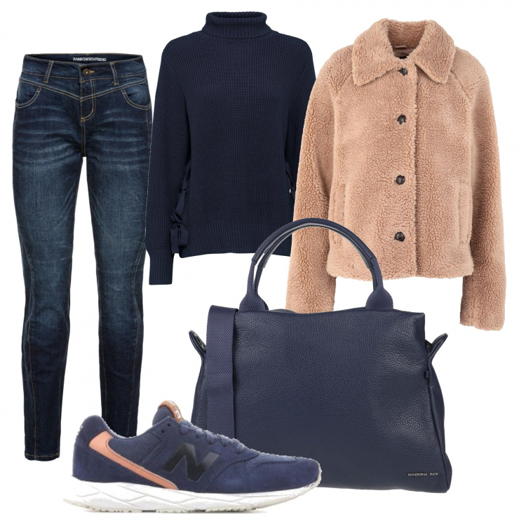 Outfit donna - Mix&Match. Stile Basic per Tutti i giorni. Abbinamento con jeans boyfriend, maglioni, borse a mano, cappotti, sneakers.