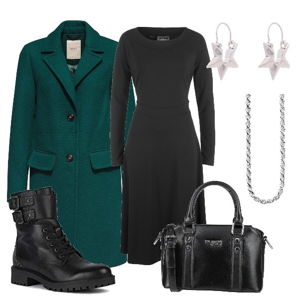 Outfit donna - Urban #28186. Stile Urban per Tutti i giorni. Abbinamento con stivaletti, borse a tracolla, orecchini, cappotti, stivaletti, ciondoli.