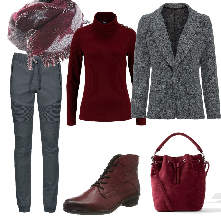 Outfit donna - Urban #28255. Stile Urban per Tutti i giorni. Abbinamento con pantaloni sportivi, top, pullovers, borse a mano, scialli, stivali.