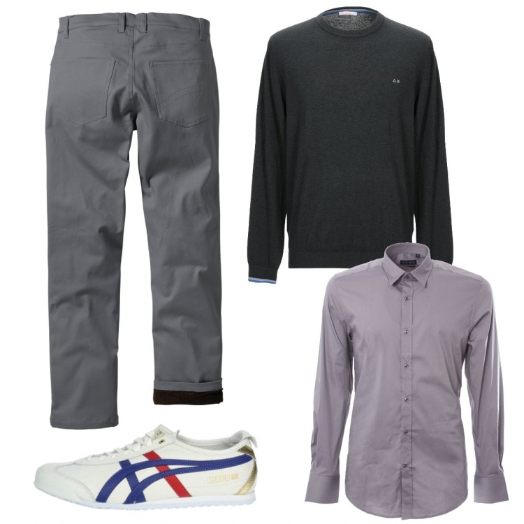 Outfit uomo - Trendy #9591. Stile Trendy per Tutti i giorni. Abbinamento con pantaloni, cardigans, camicie, sneakers.