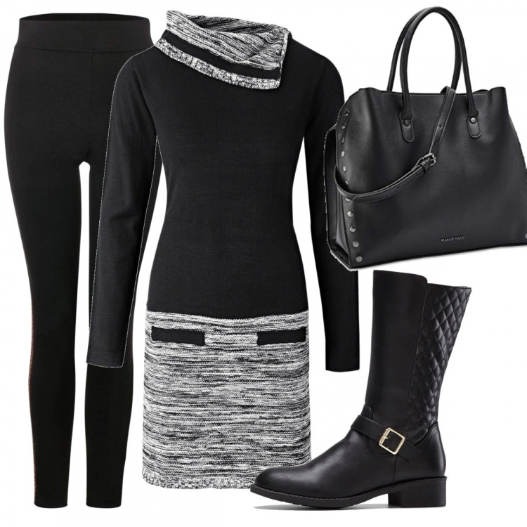 Outfit donna - Basica e perfetta. Stile Basic per Tutti i giorni. Abbinamento con vestiti, stivali, leggings, borse a mano.