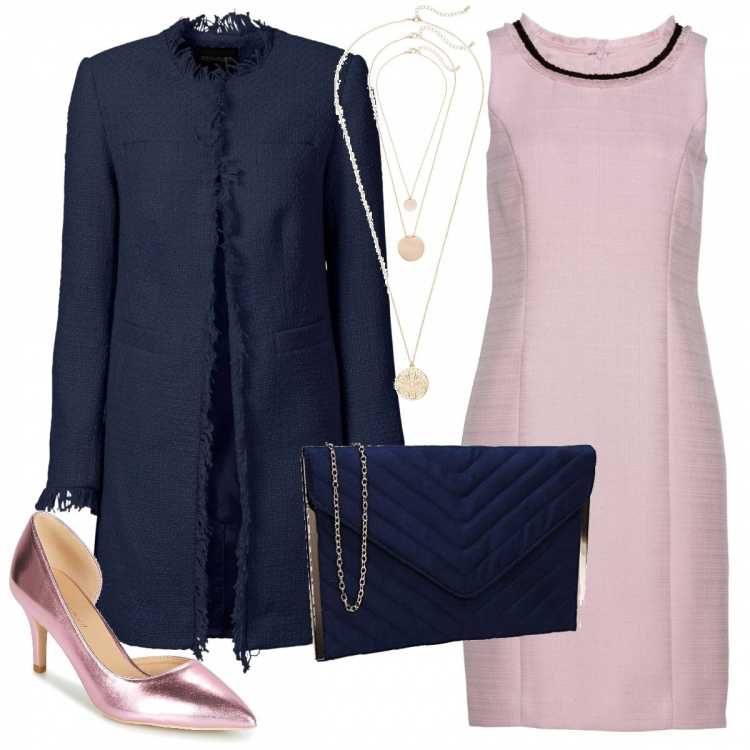 Outfit donna - Cerimonia chic low cost. Stile Chic per Cerimonia. Abbinamento con blazer, vestiti a tubino, ciondoli, décolleté, pochette.