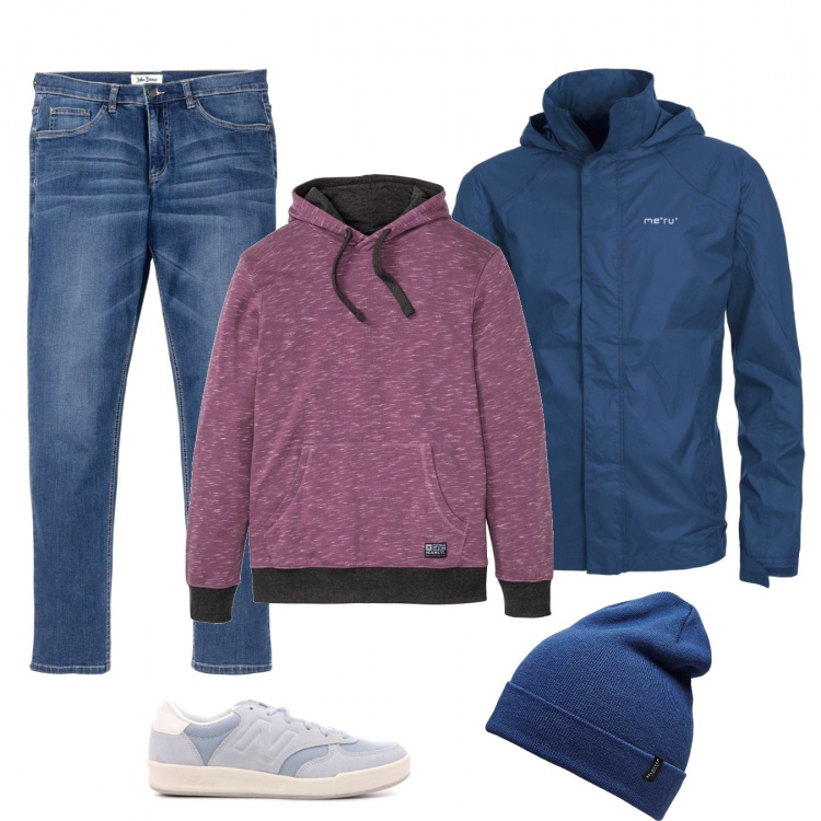 Outfit uomo - Urban #10455. Stile Urban per Tutti i giorni. Abbinamento con jeans, felpe con cappuccio, cappotti, sneakers, berretti.