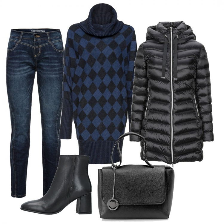 Outfit donna - Il pullover lungo. Stile Basic per Tutti i giorni. Abbinamento con jeans boyfriend, pullovers, piumini, stivaletti, borse a mano.
