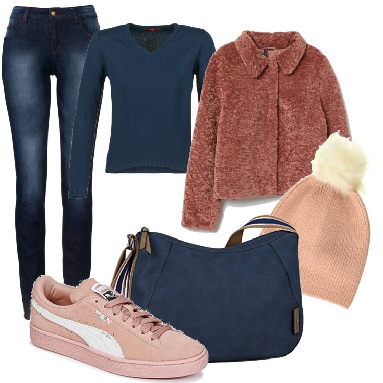 Outfit donna - Mix&Match. Stile Basic per Tutti i giorni. Abbinamento con jeans skinny, maglioni, sneakers, blazer, borse a spalla, pullovers.